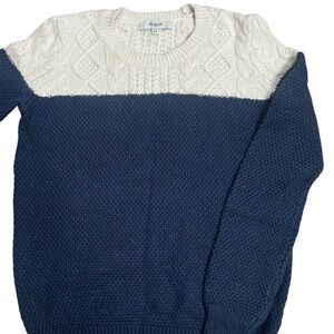 Madewell XS Sweater Women Cream & Navy Blue Knit Soft